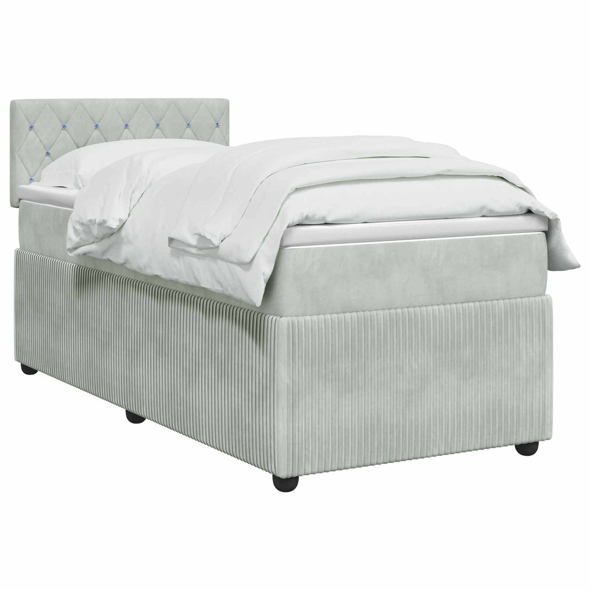 Postel Boxspring S Matrací S Čelo 90 X 190 Cm Samet