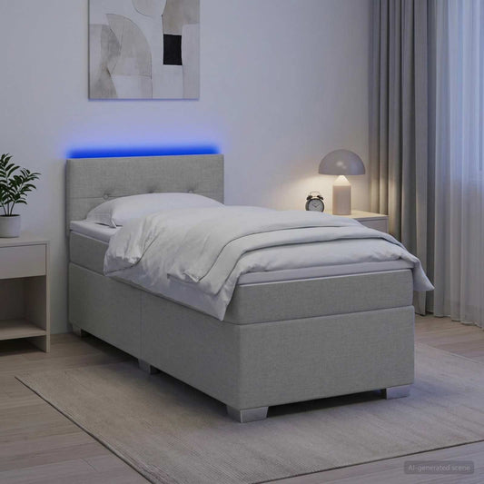 Box Spring Postel S Matrací A Led Jednoduchý Textil