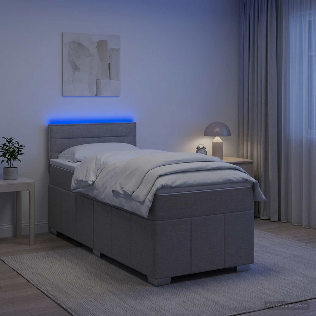 Postel Boxspring S Matrací S Čelo Textil