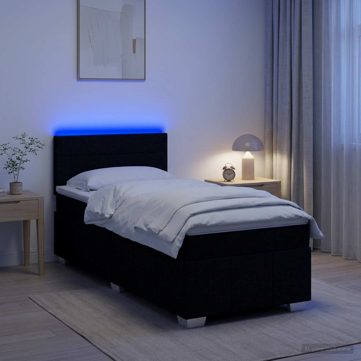 Postel Boxspring S Matrací S Čelo Textil