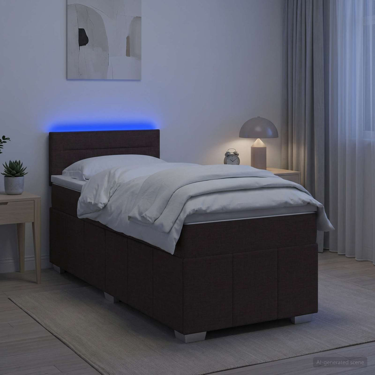 Postel Boxspring S Matrací S Čelo Textil