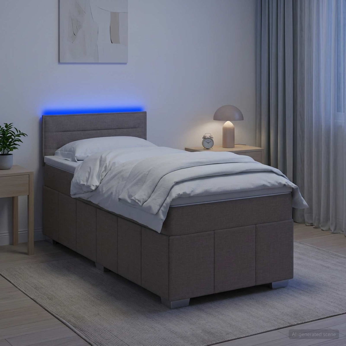 Postel Boxspring S Matrací S Čelo Textil