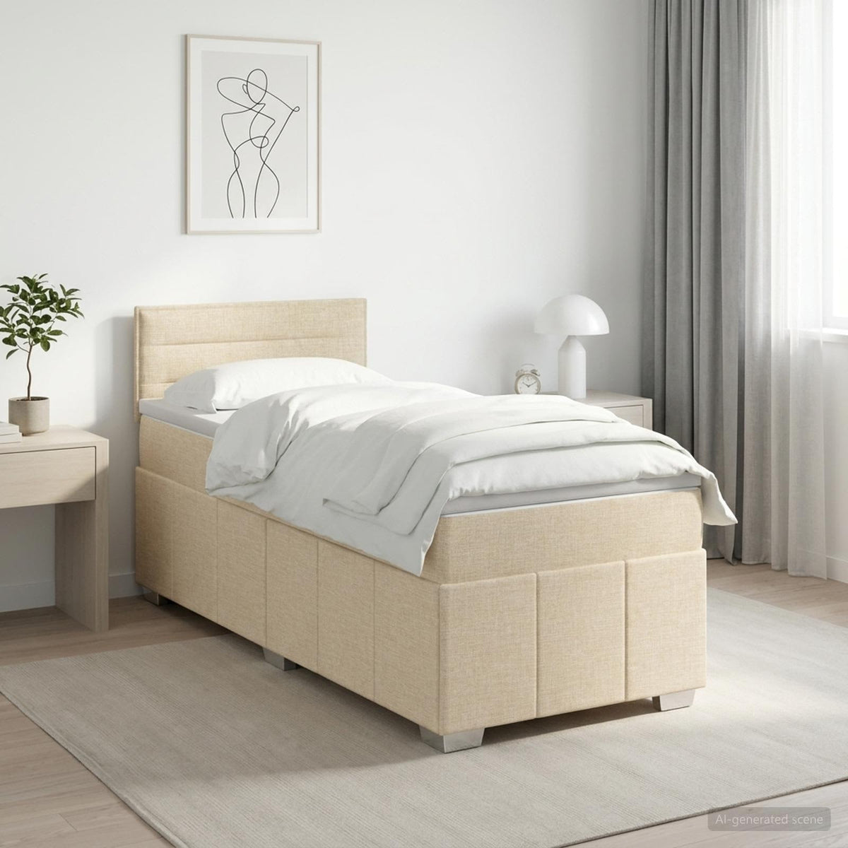 Postel Boxspring S Matrací S Čelo Textil