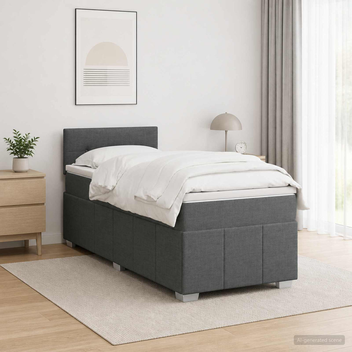 Postel Boxspring S Matrací S Čelo Textil
