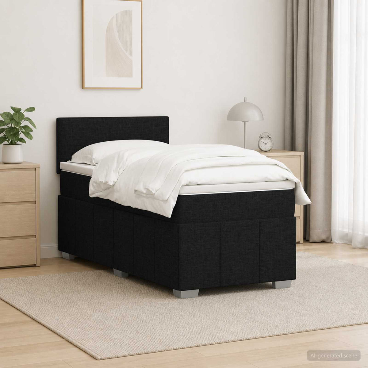 Postel Boxspring S Matrací S Čelo Textil