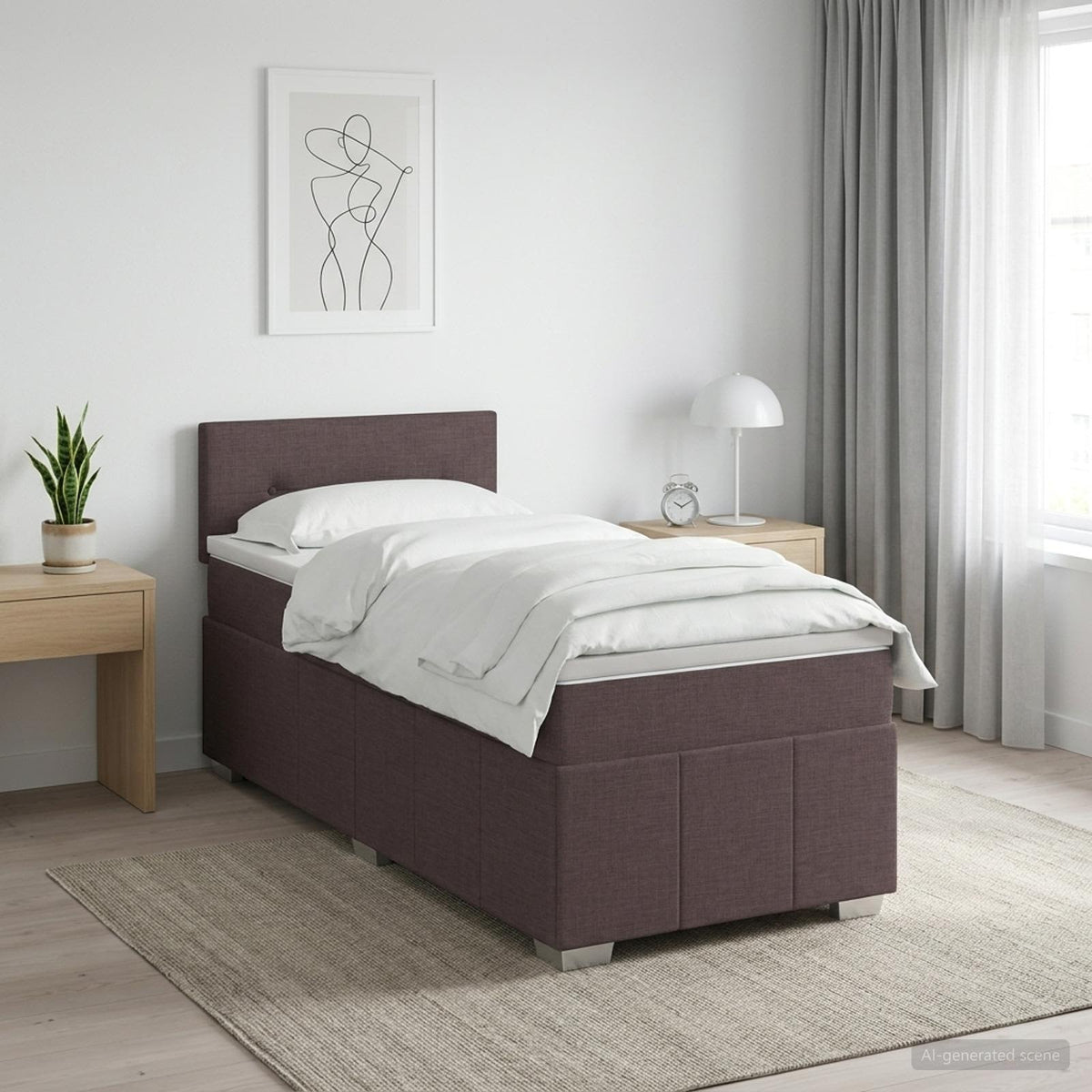 Postel Boxspring S Matrací S Čelo Textil