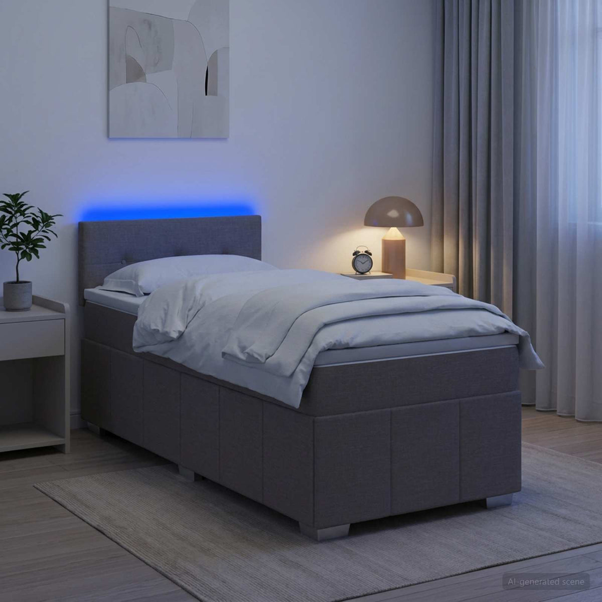 Postel Boxspring S Matrací S Čelo Textil