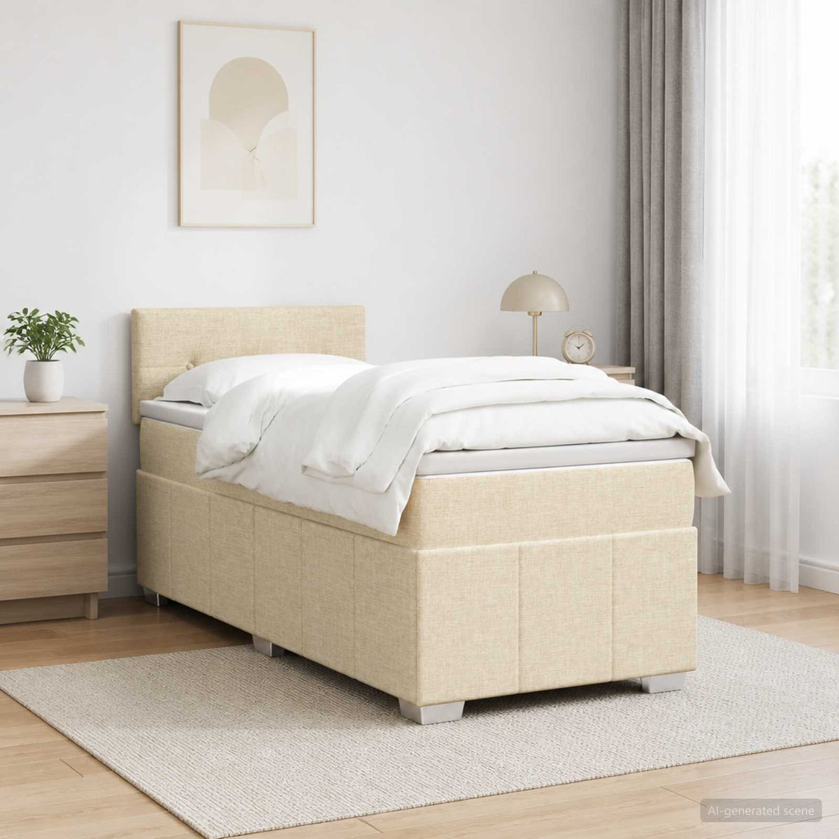Postel Boxspring S Matrací S Čelo Textil