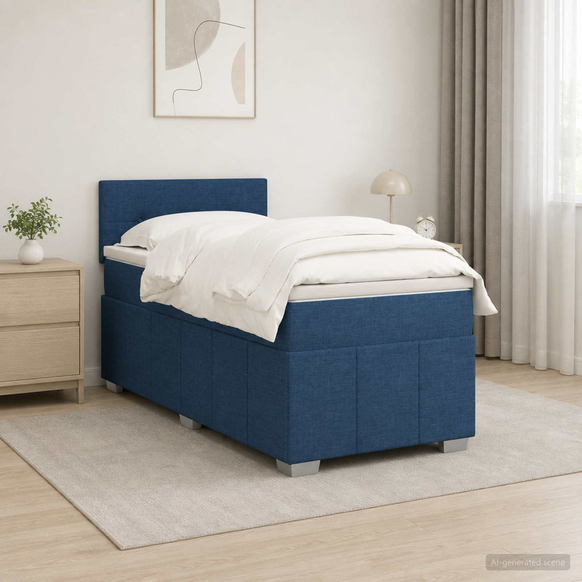 Postel Boxspring S Matrací S Čelo Textil