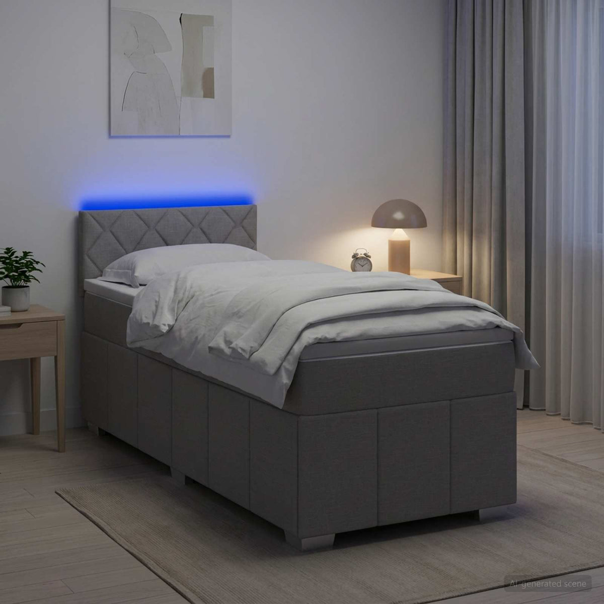 Postel Boxspring S Matrací S Čelo Textil