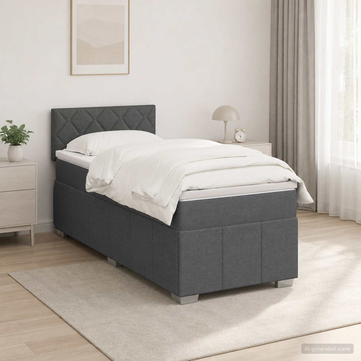 Postel Boxspring S Matrací S Čelo Textil