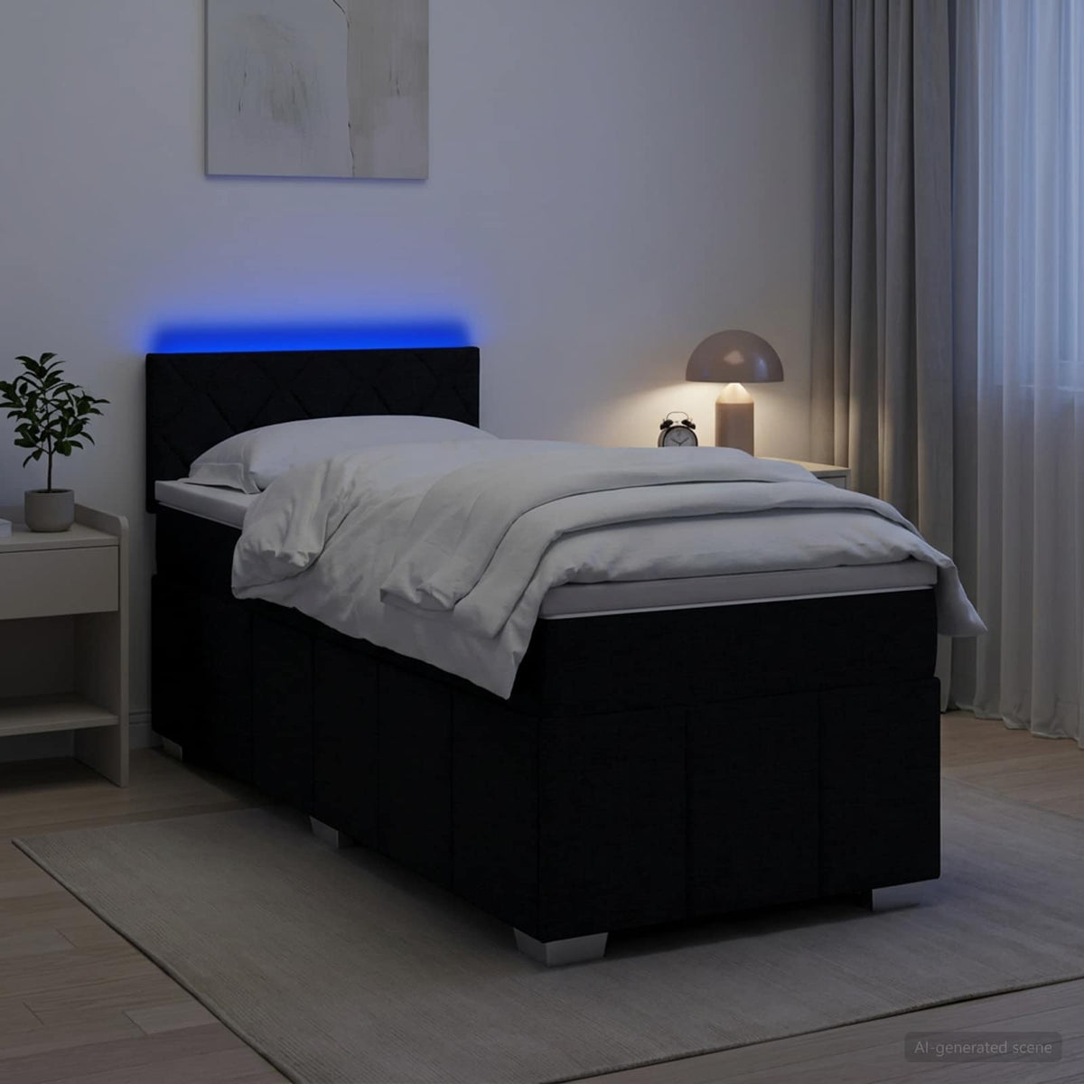 Postel Boxspring S Matrací S Čelo Textil