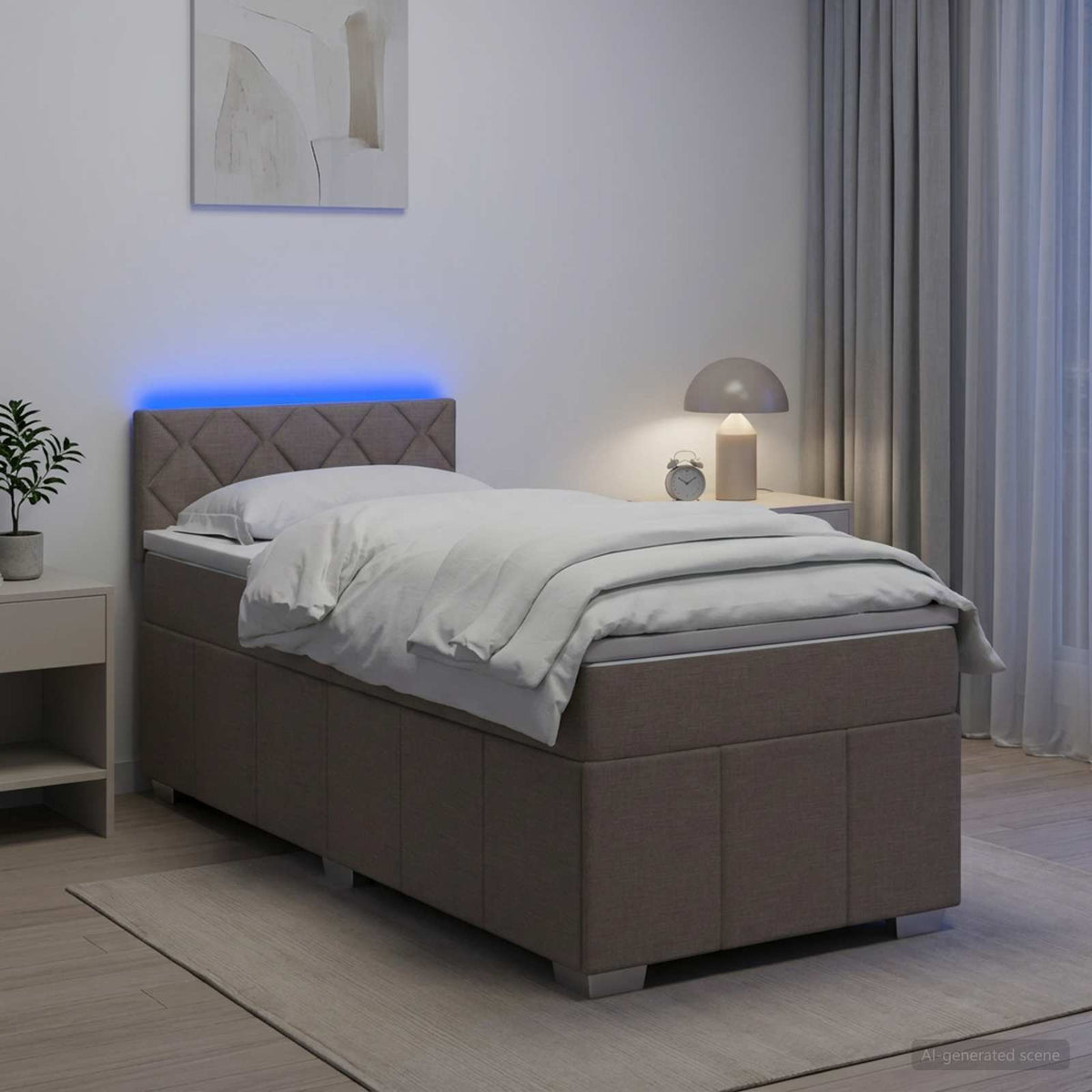 Postel Boxspring S Matrací S Čelo Textil