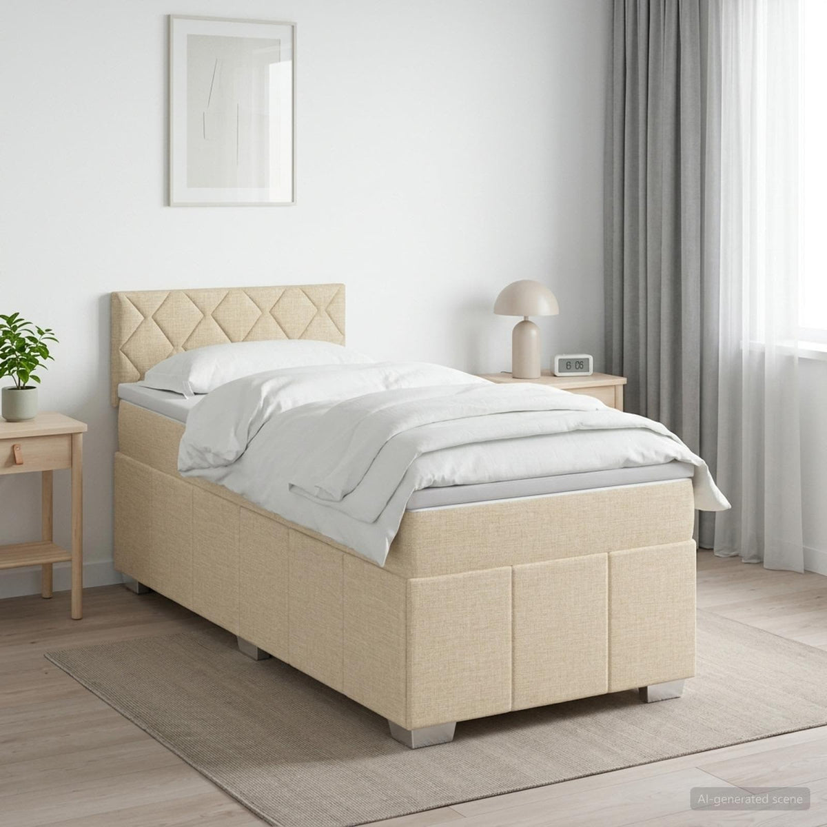 Postel Boxspring S Matrací S Čelo Textil
