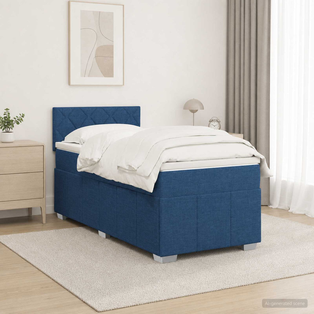 Postel Boxspring S Matrací S Čelo Textil