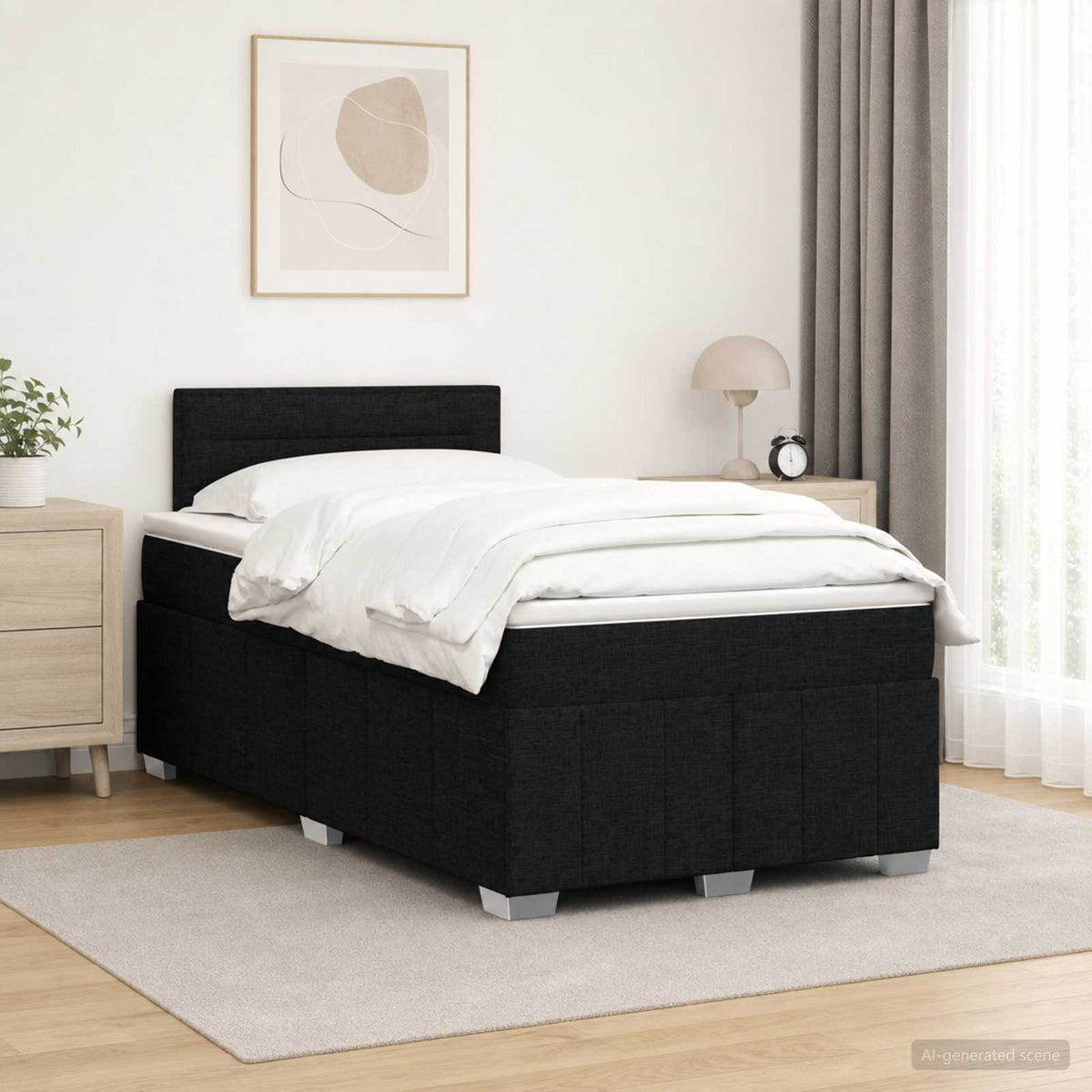 Postel Boxspring S Matrací S Čelo Textil