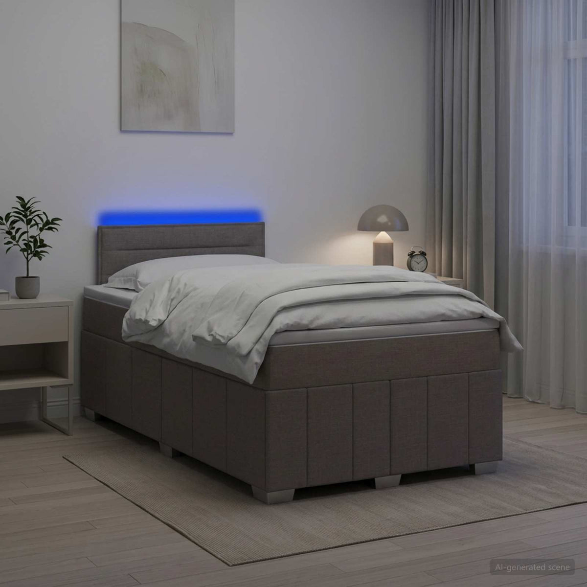 Postel Boxspring S Matrací S Čelo Textil