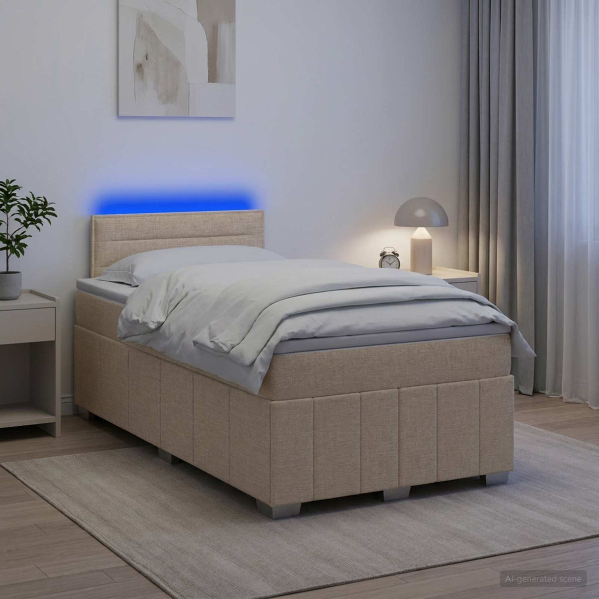 Postel Boxspring S Matrací S Čelo Textil