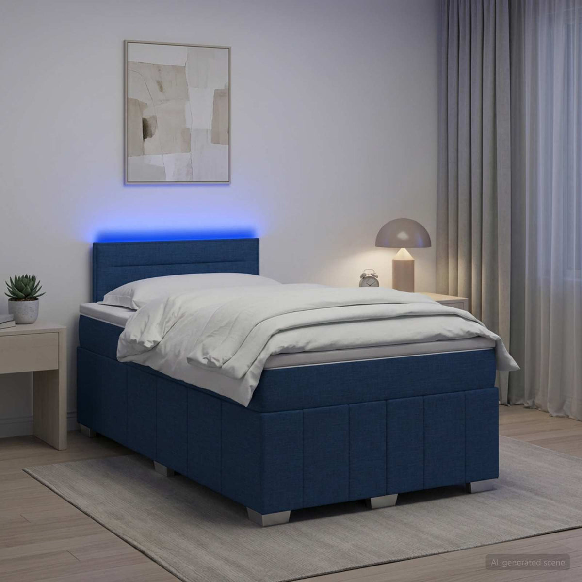 Postel Boxspring S Matrací S Čelo Textil