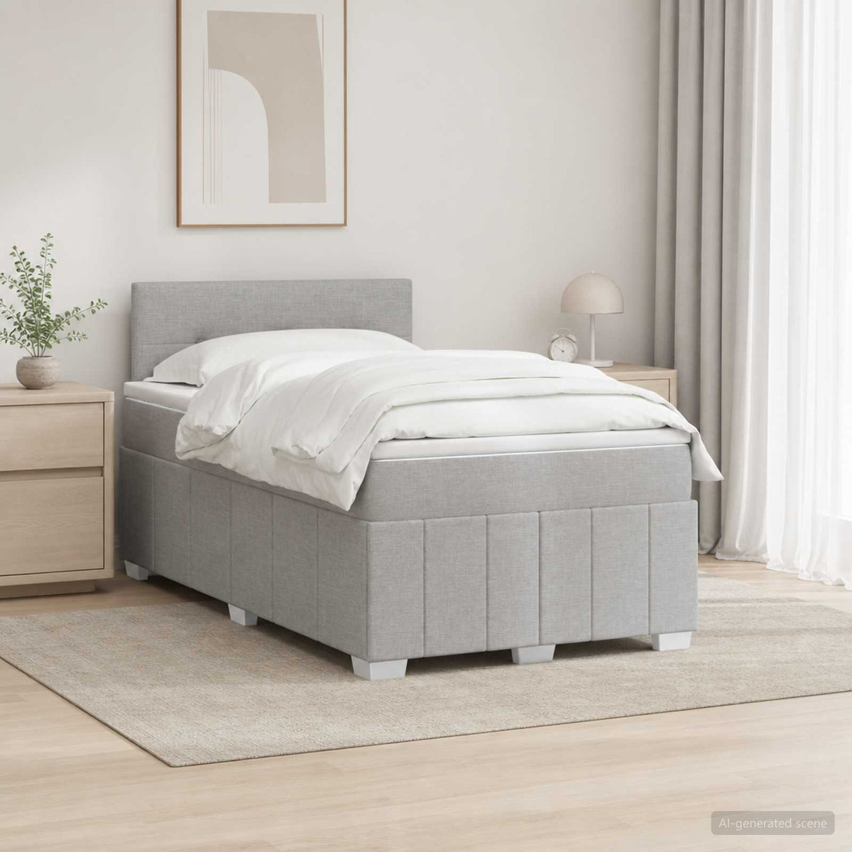Postel Boxspring S Matrací S Čelo Textil