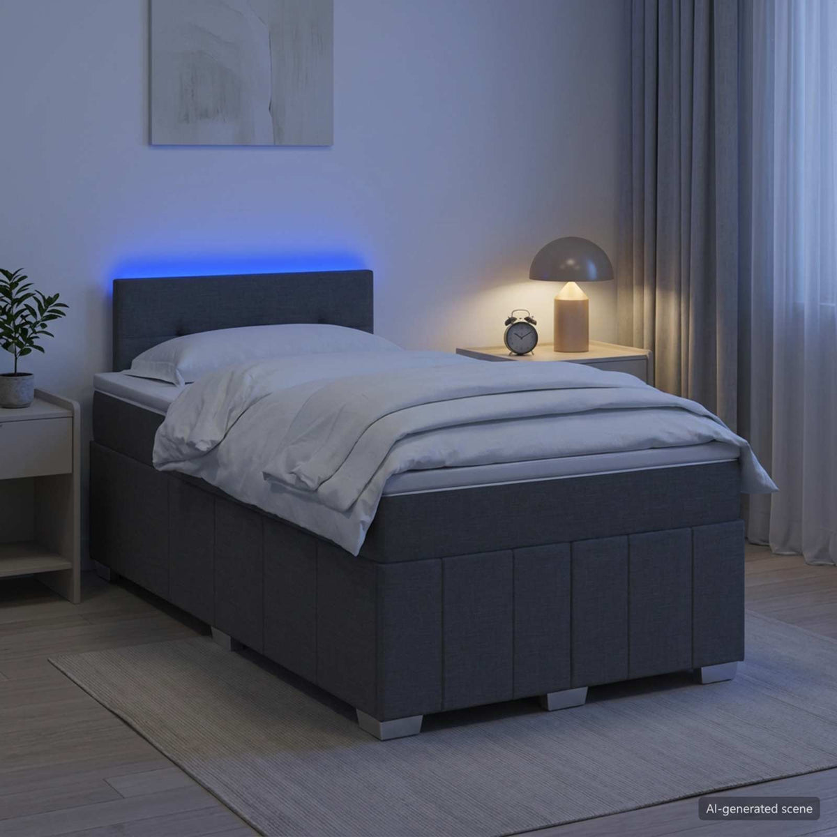 Postel Boxspring S Matrací S Čelo Textil