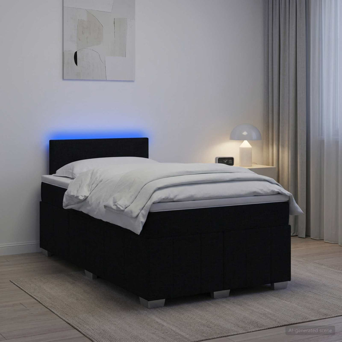 Postel Boxspring S Matrací S Čelo Textil