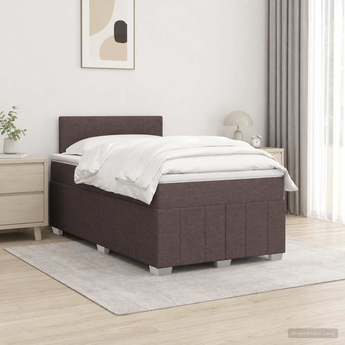 Postel Boxspring S Matrací S Čelo Textil