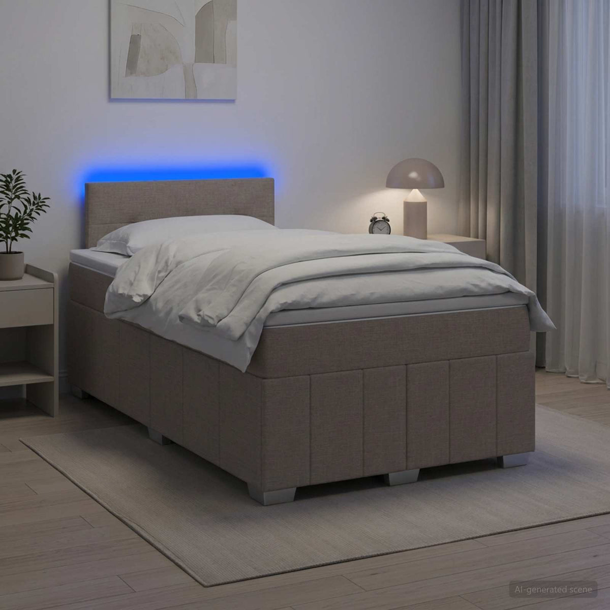 Postel Boxspring S Matrací S Čelo Textil