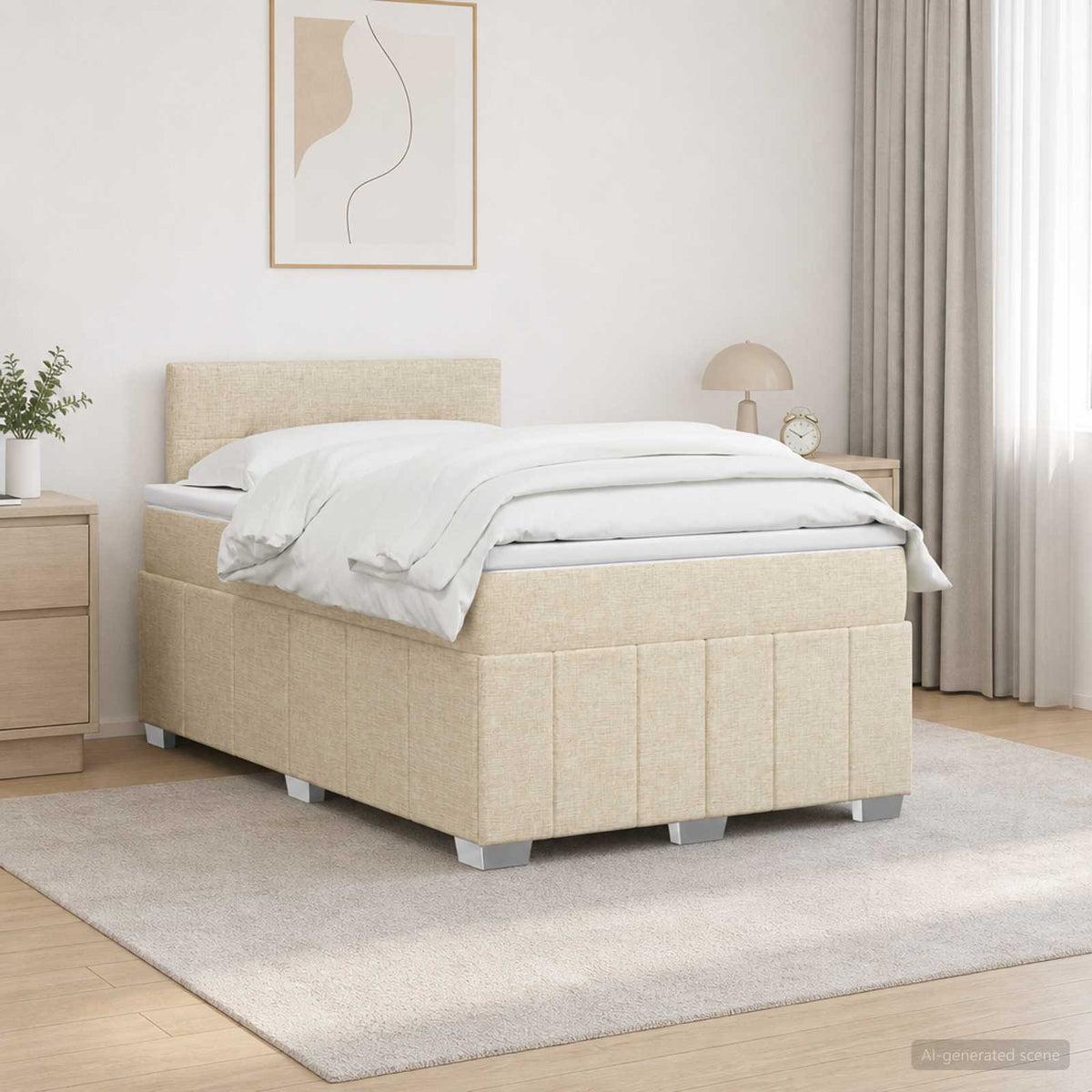 Postel Boxspring S Matrací S Čelo Textil