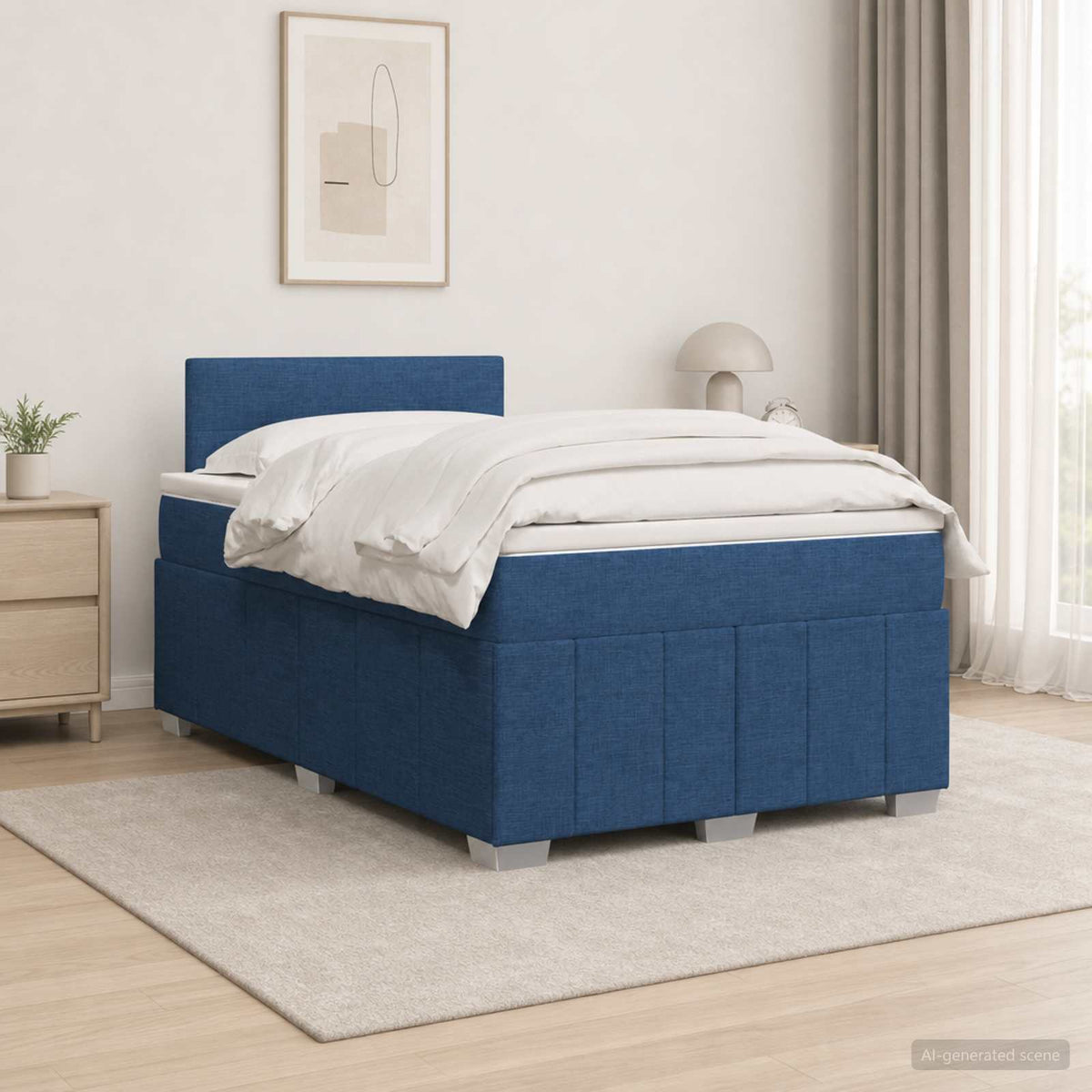 Postel Boxspring S Matrací S Čelo Textil