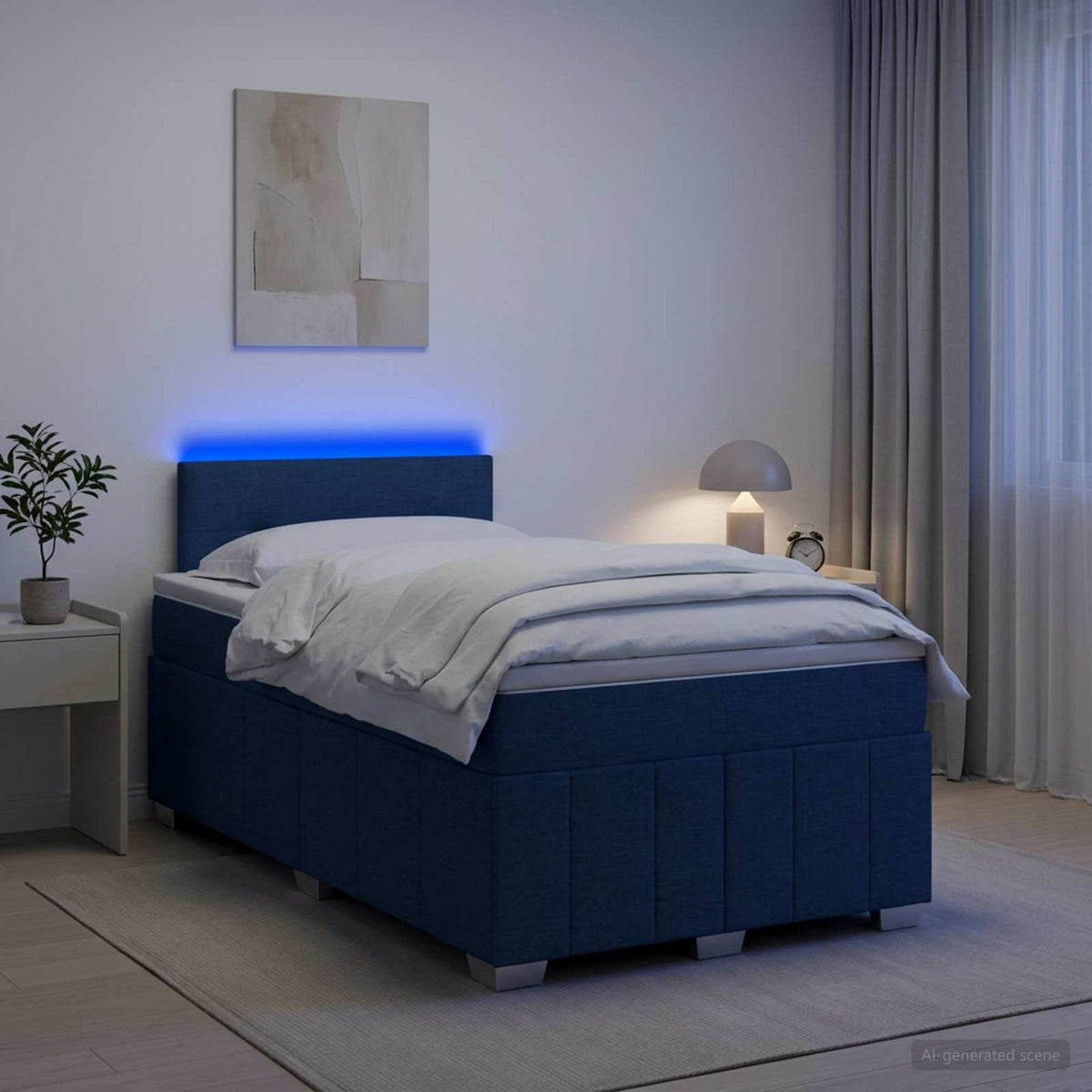 Postel Boxspring S Matrací S Čelo Textil
