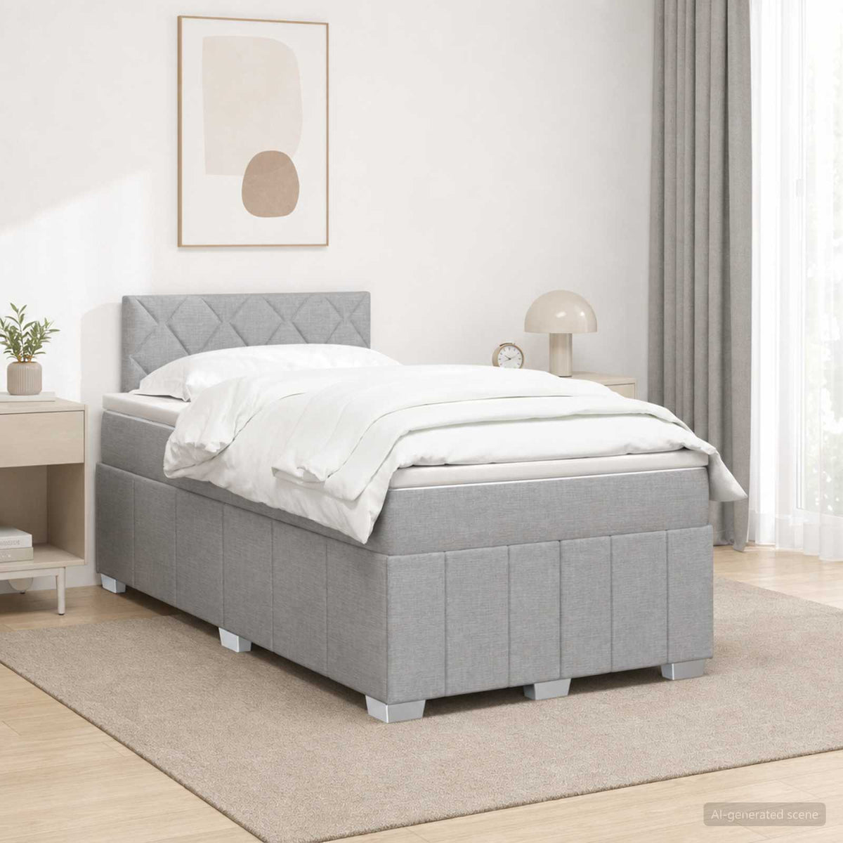 Postel Boxspring S Matrací S Čelo Textil