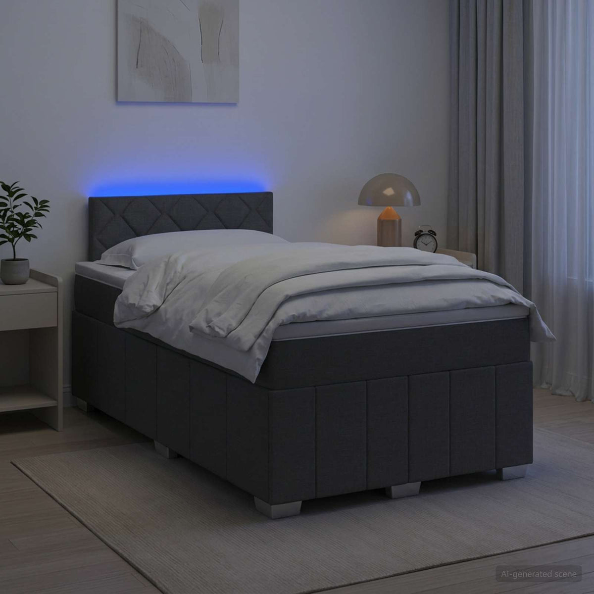 Postel Boxspring S Matrací S Čelo Textil