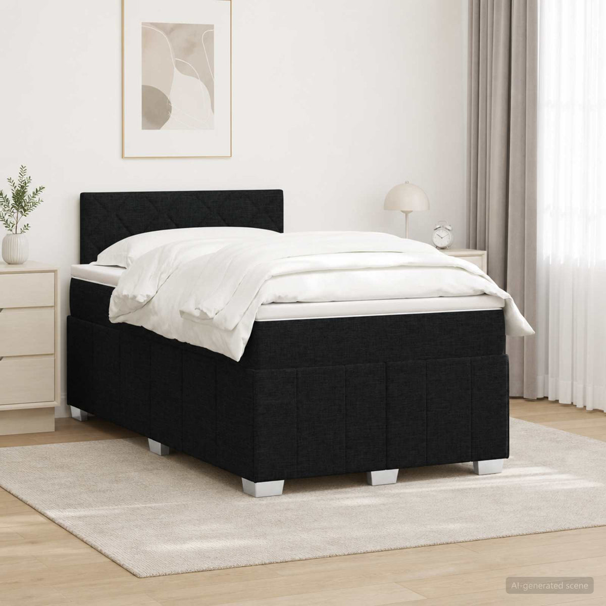 Postel Boxspring S Matrací S Čelo Textil