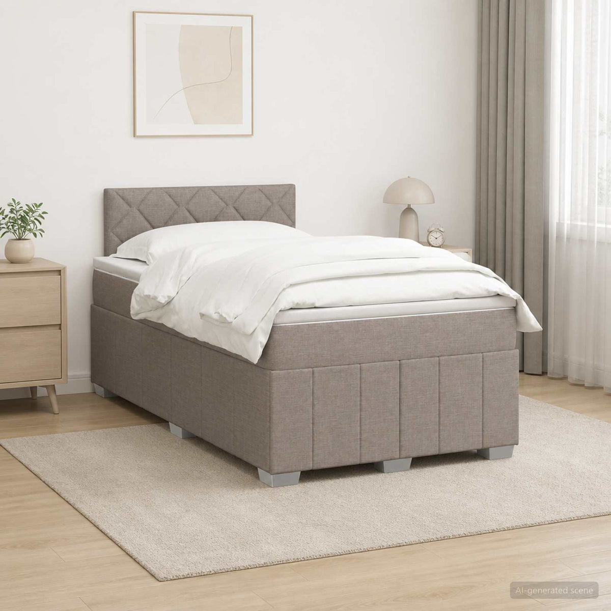 Postel Boxspring S Matrací S Čelo Textil