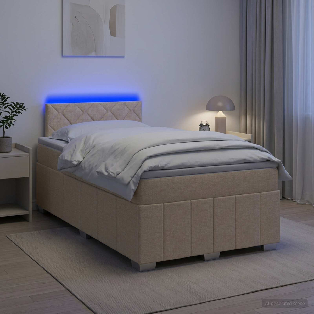Postel Boxspring S Matrací S Čelo Textil