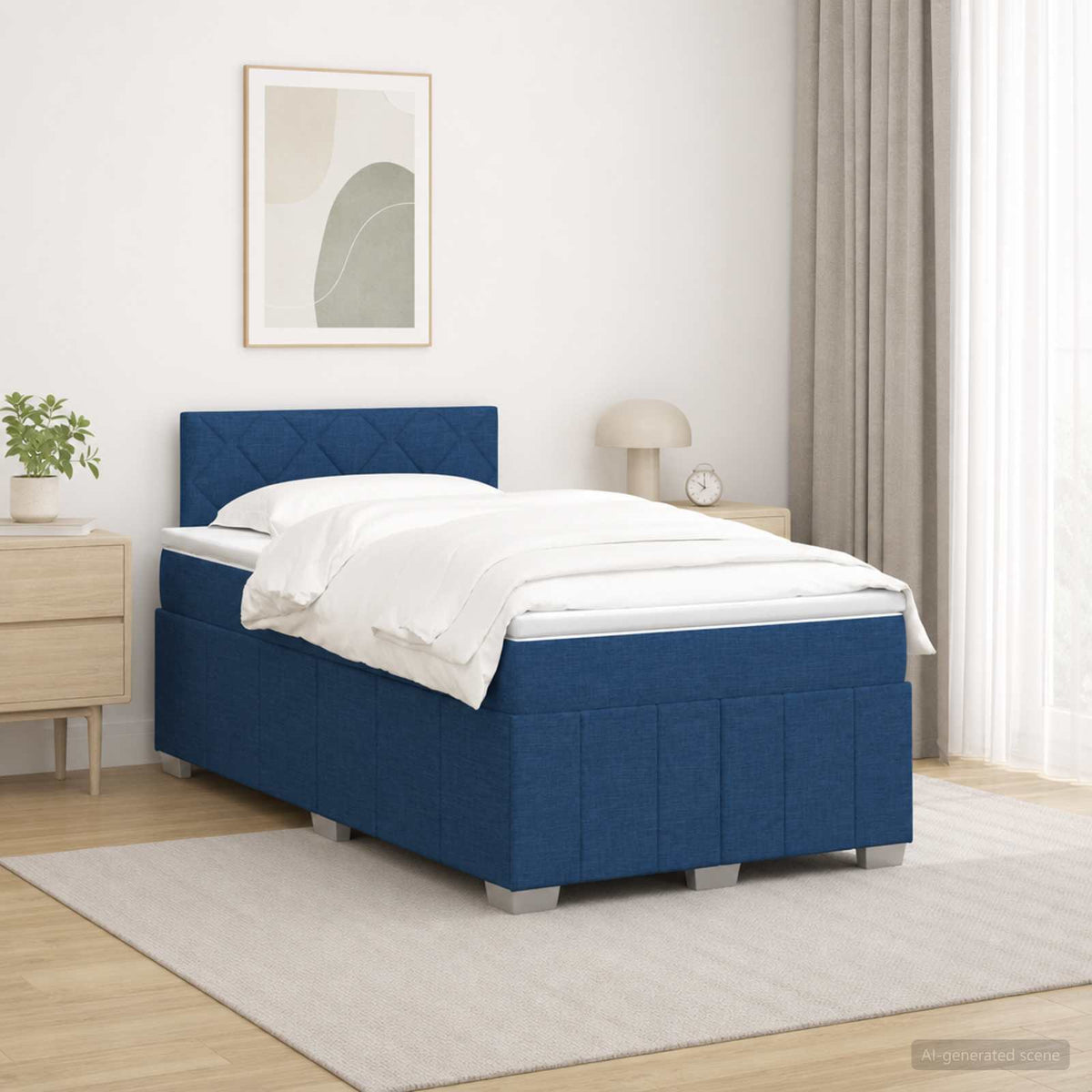 Postel Boxspring S Matrací S Čelo Textil