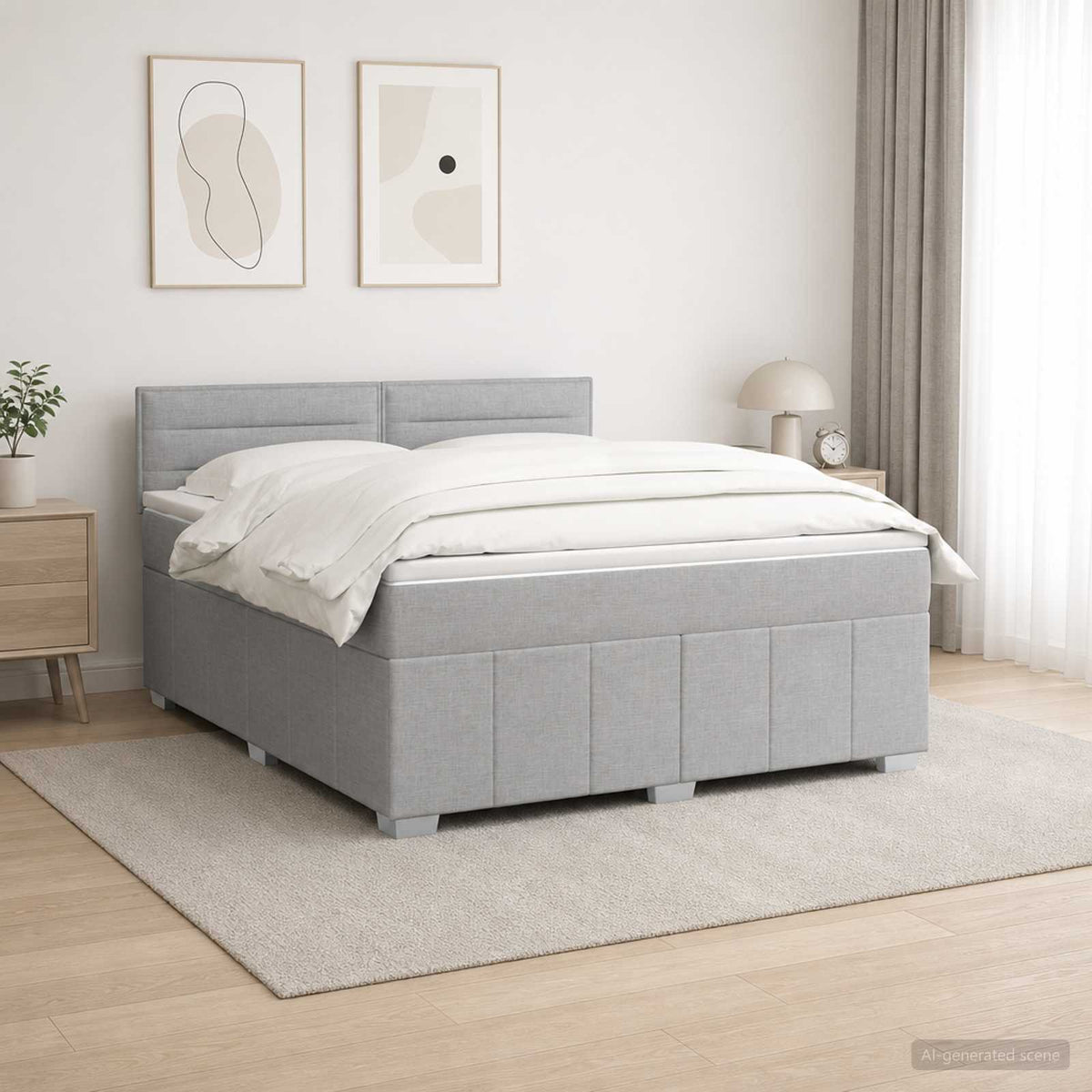 Postel Boxspring S Matrací S Čelo Textil