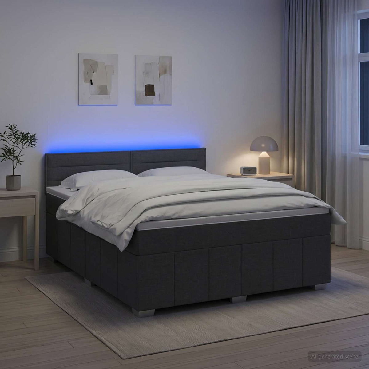 Postel Boxspring S Matrací S Čelo Textil