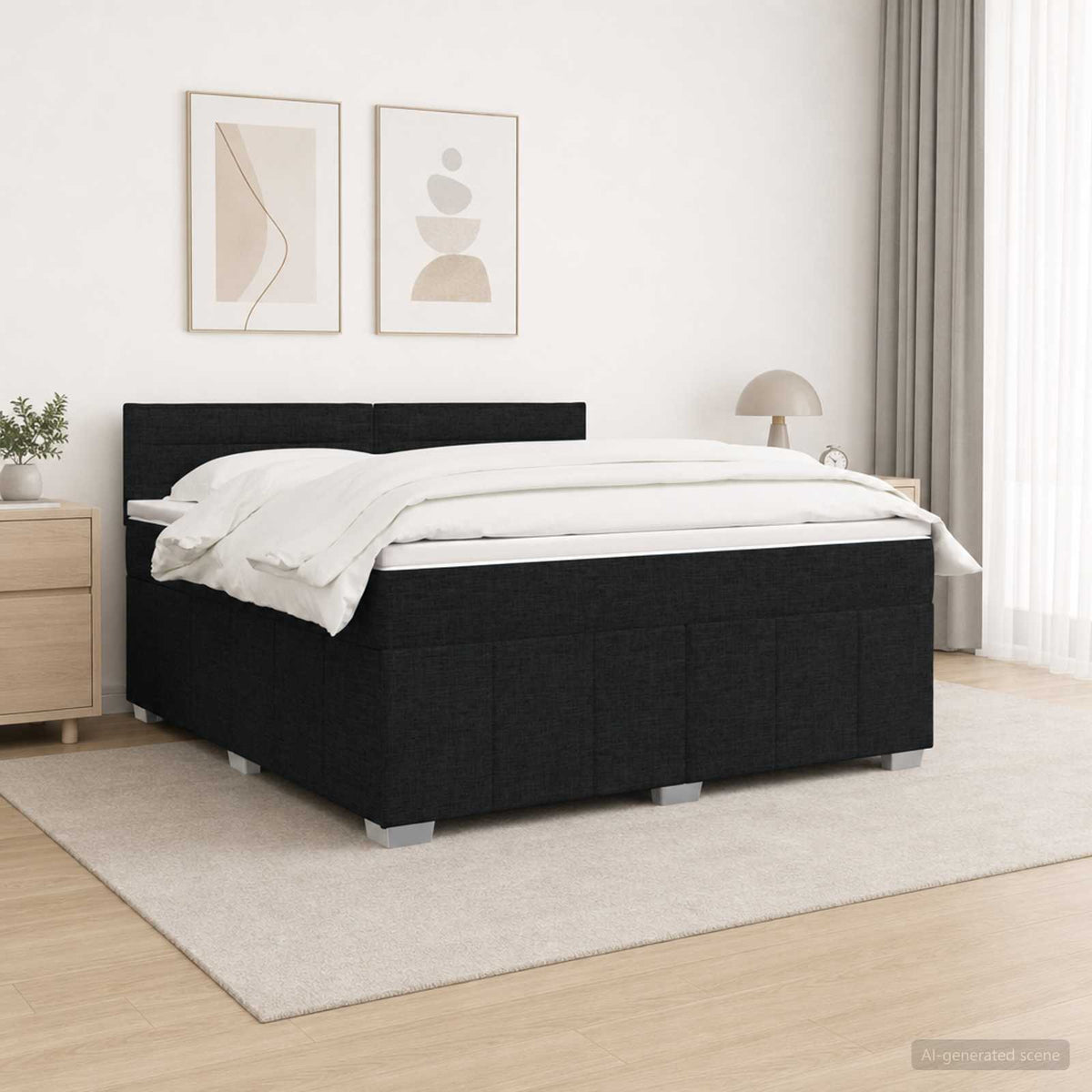 Postel Boxspring S Matrací S Čelo Textil