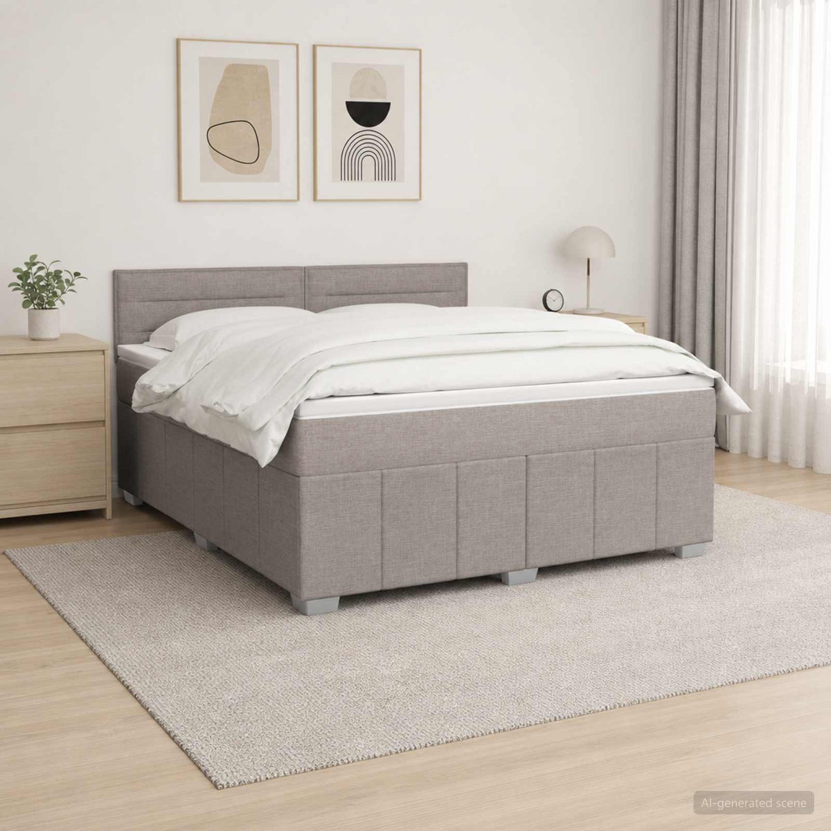 Postel Boxspring S Matrací S Čelo Textil