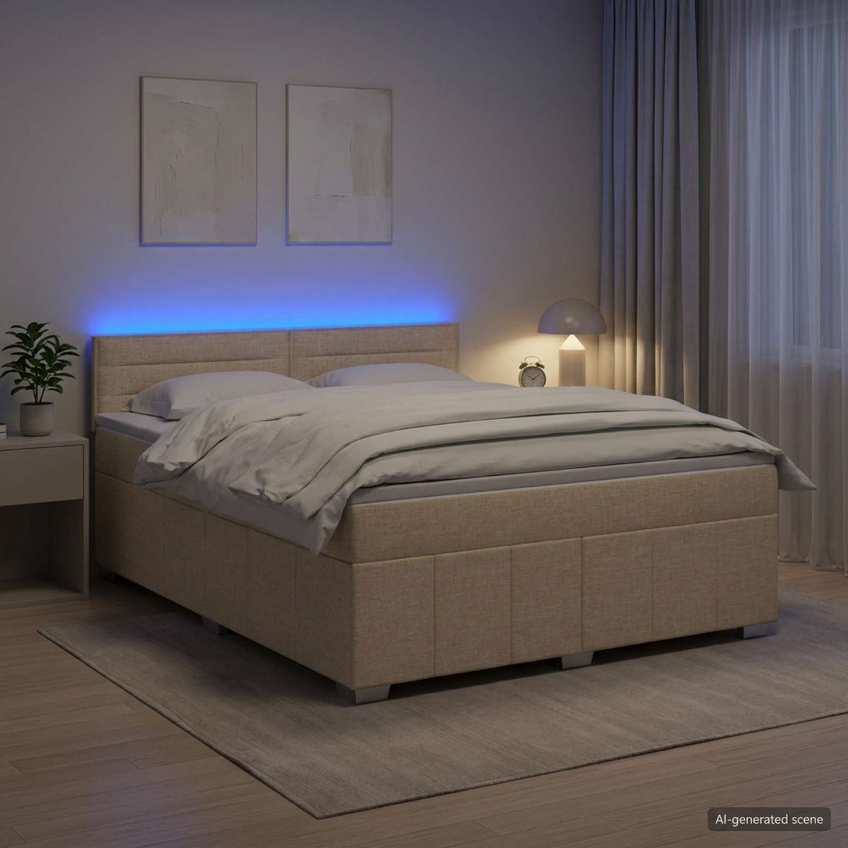 Postel Boxspring S Matrací S Čelo Textil