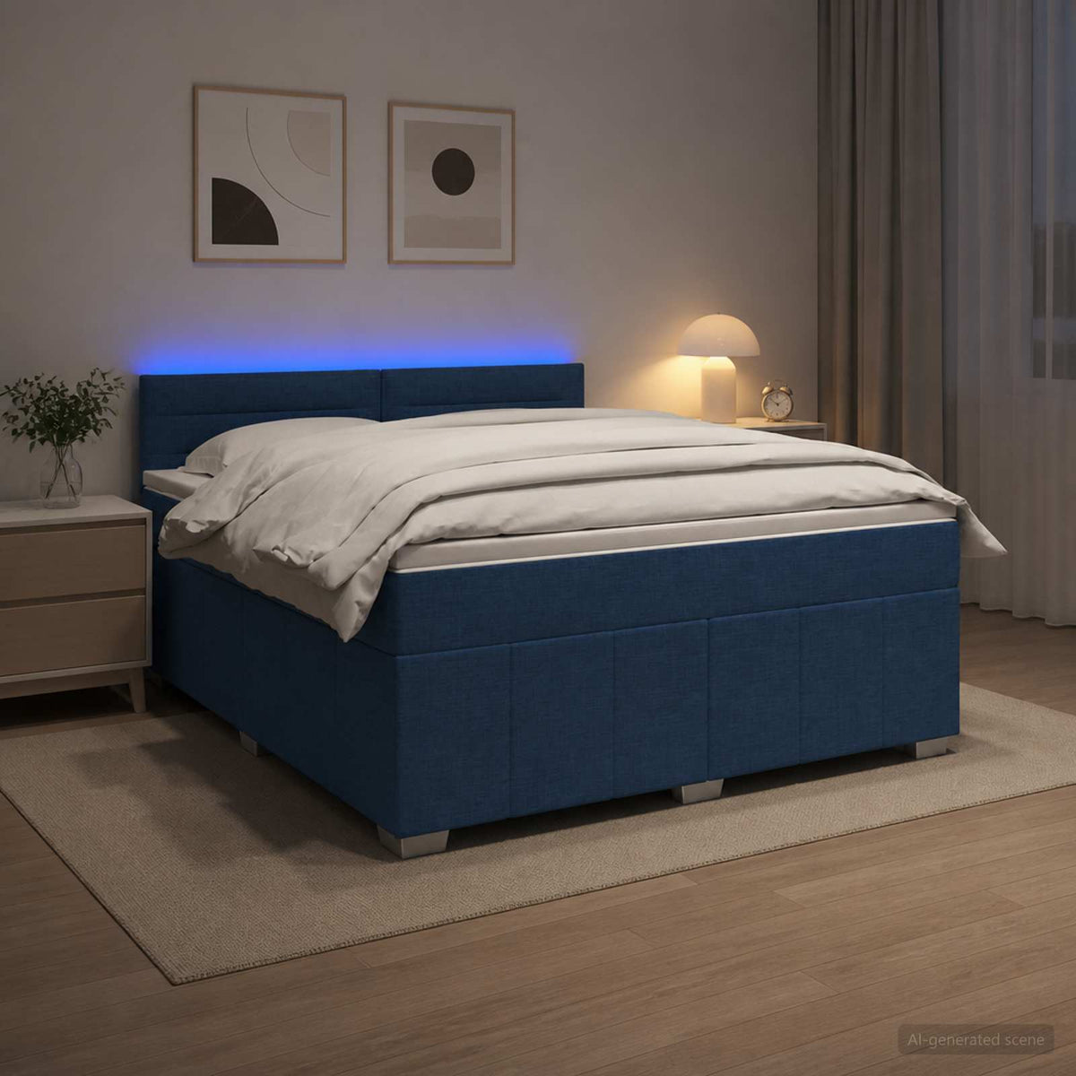 Postel Boxspring S Matrací S Čelo Textil