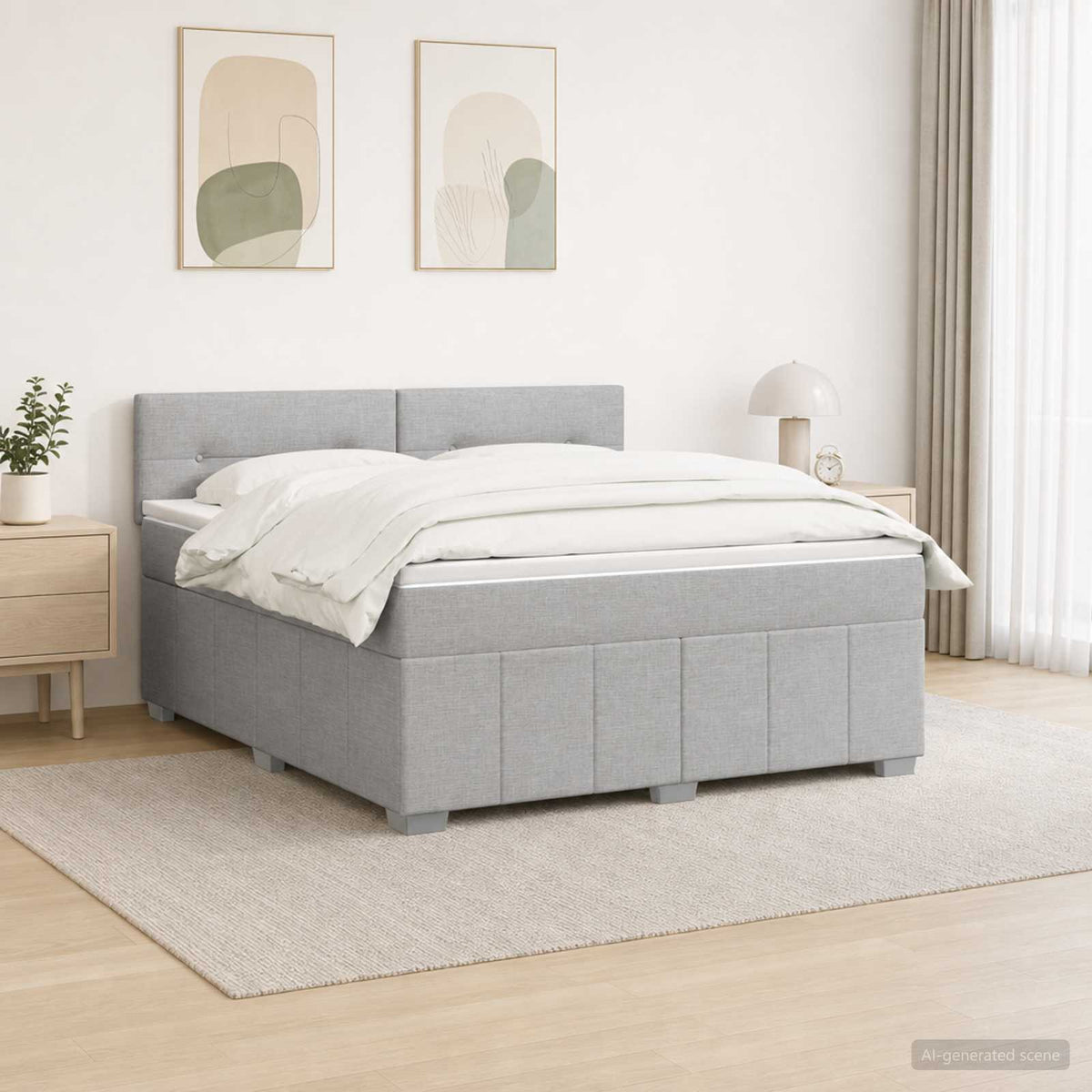 Postel Boxspring S Matrací S Čelo Textil