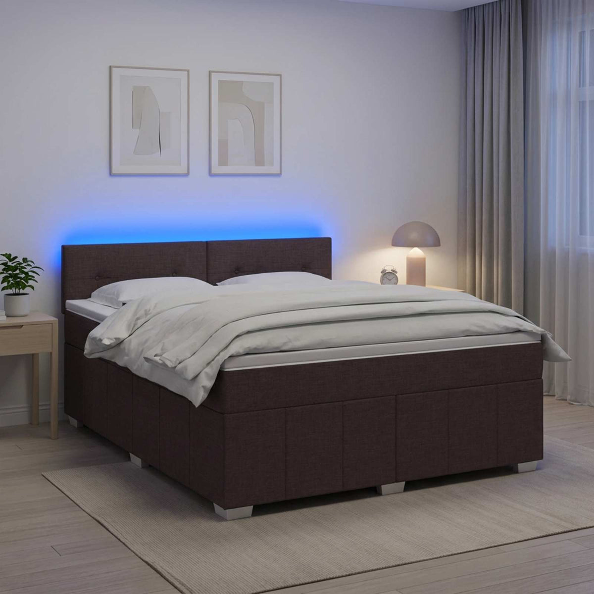 Postel Boxspring S Matrací S Čelo Textil