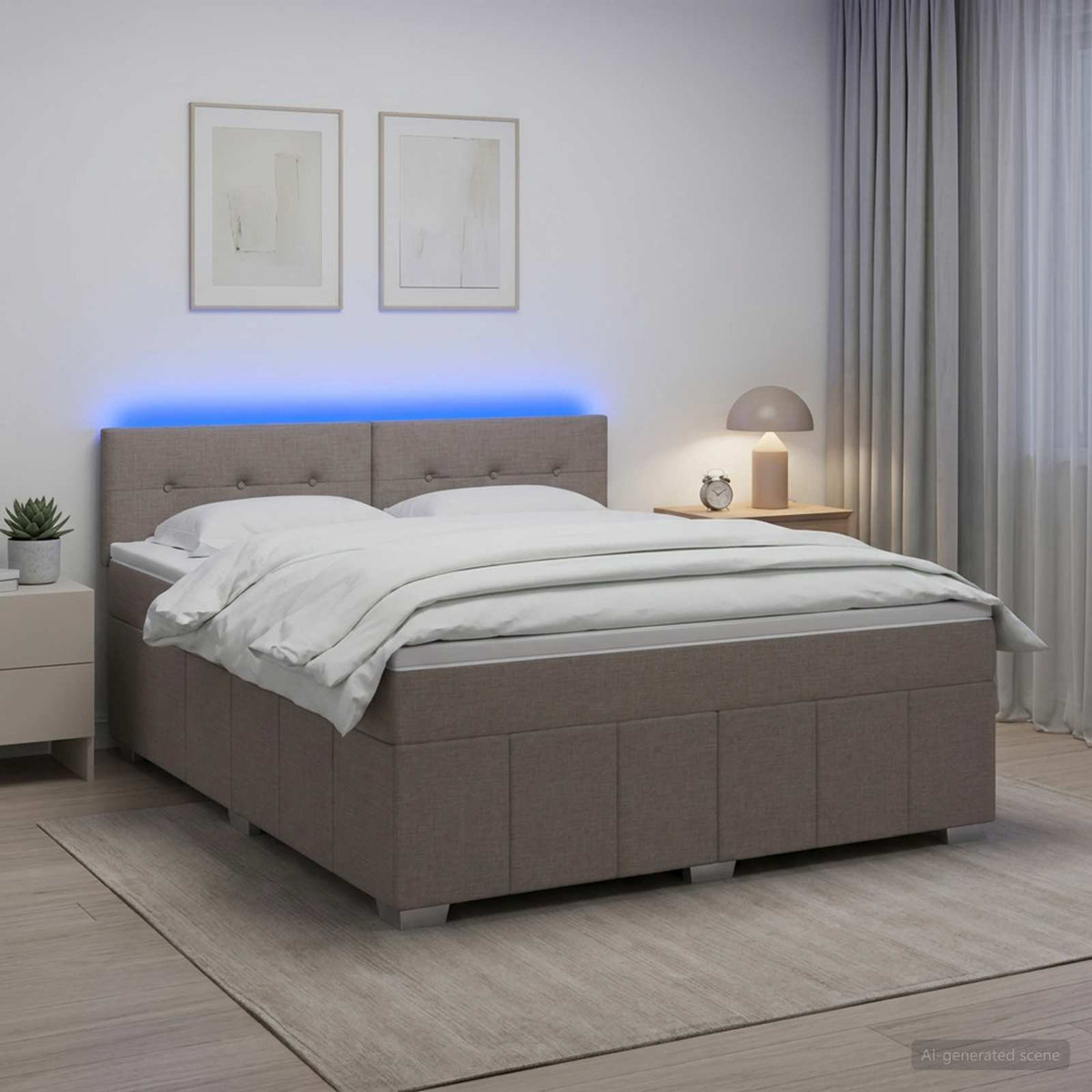 Postel Boxspring S Matrací S Čelo Textil