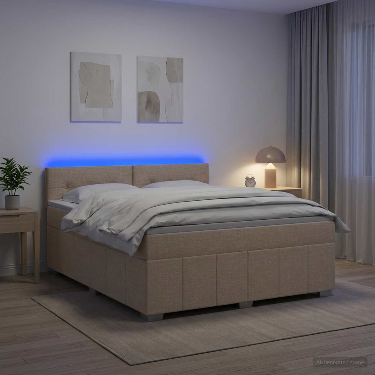 Postel Boxspring S Matrací S Čelo Textil