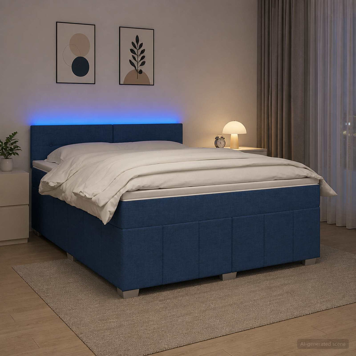 Postel Boxspring S Matrací S Čelo Textil