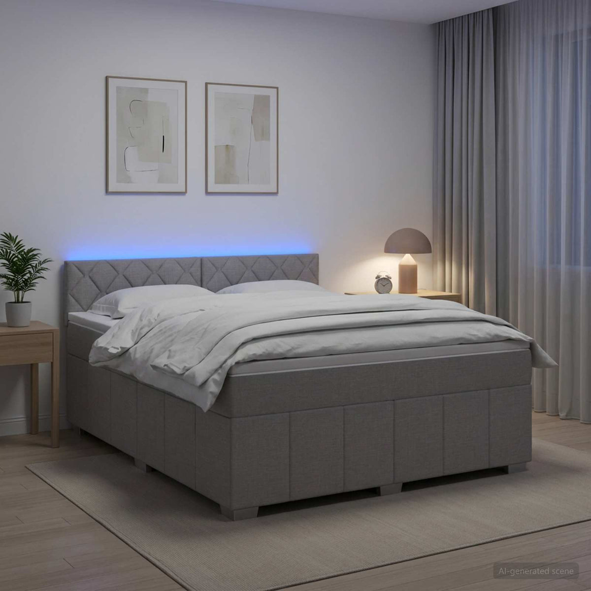Postel Boxspring S Matrací S Čelo Textil