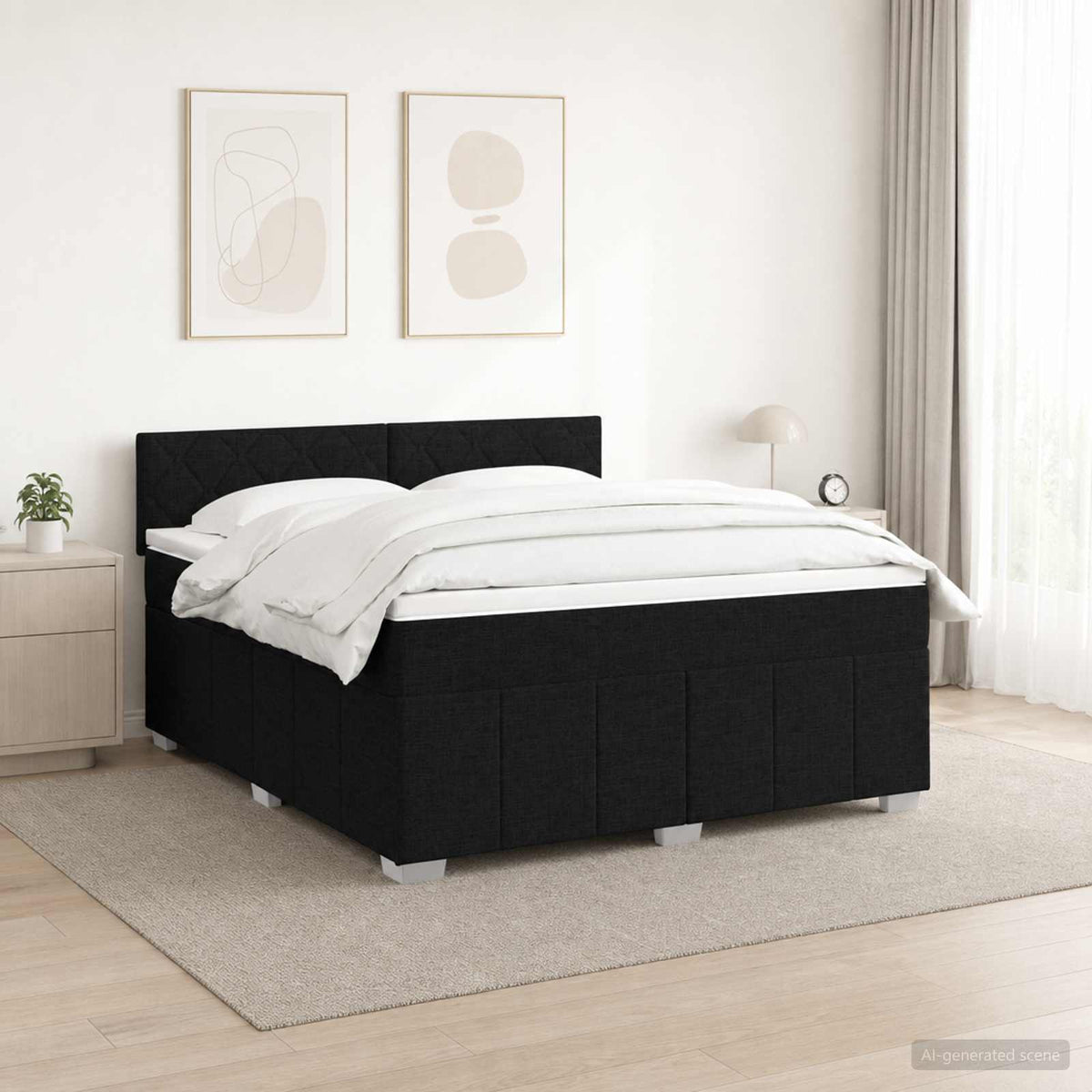 Postel Boxspring S Matrací S Čelo Textil